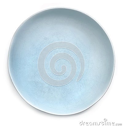 Empty Rustic Blue Plate Top view Isolated Stock Photo