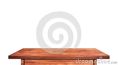 Empty rustic wood table isolated on white background with copy space for product. clipping path Stock Photo