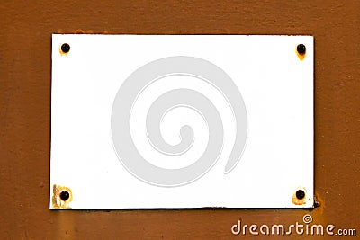 Empty rusty and grungy white vintage sign board in rectangular shape background Stock Photo