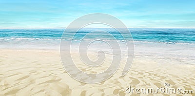Empty sandy beach. Summer. Stock Photo