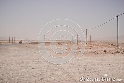 Empty sandy road in Central Iran Stock Photo