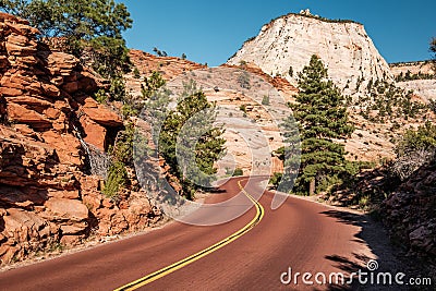 Empty scenic highway in Utah Stock Photo