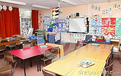 Empty school classroom Stock Photo