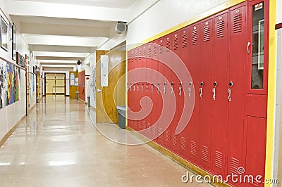 Empty School Hallway Stock Photo