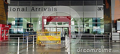 Empty and sealed gates of International Arrivals in Delhi Editorial Stock Photo