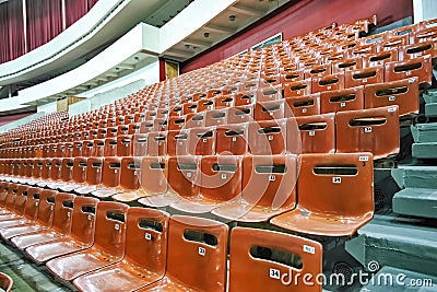 Empty seats in the auditorium. Concept: lack of interest, failure, boycott Stock Photo