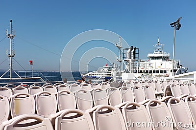 Empty seats on ferryboat Editorial Stock Photo