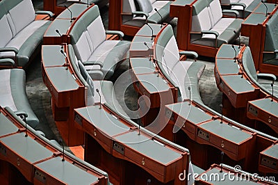 Empty seats at The House of Representatives inside Australia Parliament House in Canberra Australia Capital Territory Editorial Stock Photo