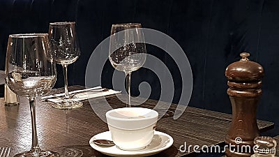 Empty served for three table in restaurant Stock Photo