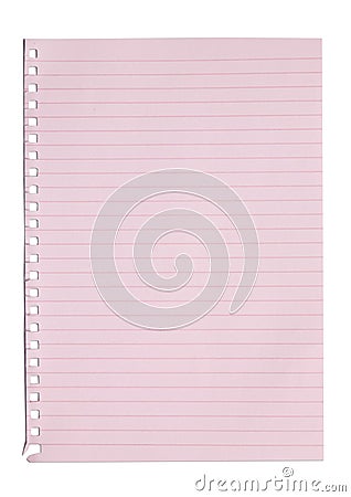 Empty sheet of pink paper from a notebook Stock Photo