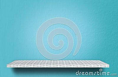 Shelf counter on blue cement texture for product display Stock Photo