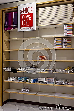 Empty shelves after big sale Editorial Stock Photo