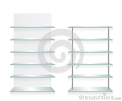Empty shop glass shelves Vector Illustration