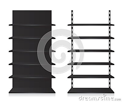 Empty shop shelves black Vector Illustration