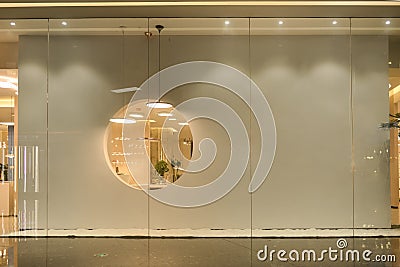 Empty shop window in shopping mall Stock Photo