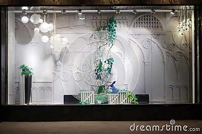 Empty shop window in shopping mall Stock Photo