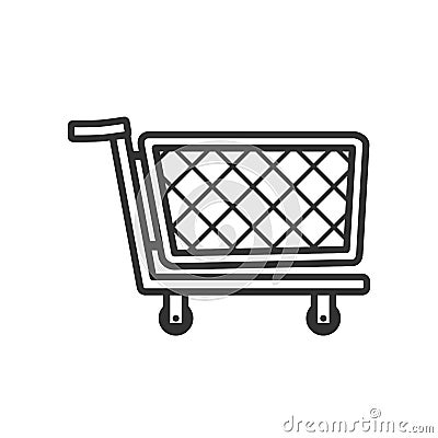 Empty Shopping Cart Outline Flat Icon Vector Illustration