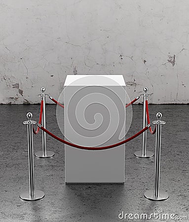 Empty showcase for exhibit. Plaster wall Stock Photo