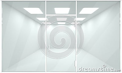 Empty showroom interior, template mock up 3d render, vitrine storefront, perspective architecture Stock Photo