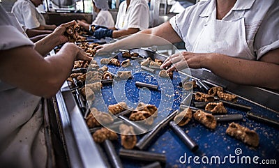 Empty Sicilian cannoli factory, classic sweet from southern Italy. Stock Photo