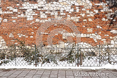Empty sidewalk and wall in the background Stock Photo