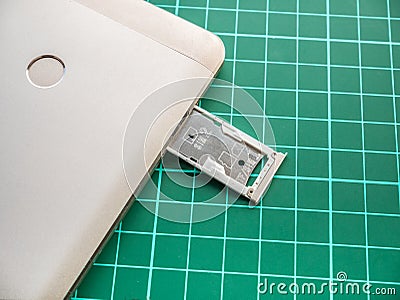Empty SIM Card Tray for Nano SIM Card and Micro SIM Card Stock Photo