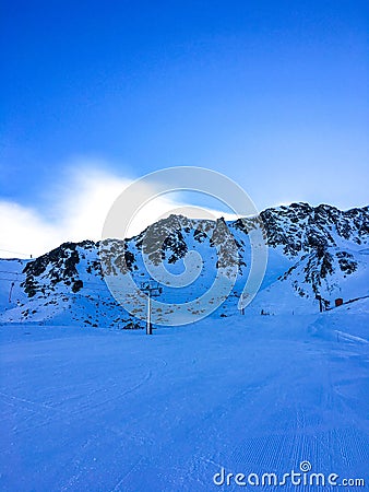 Empty Slope in GrandValira Sky station in Andorra Stock Photo