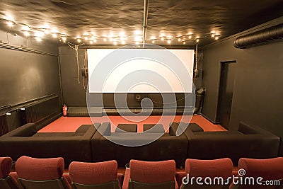 Empty small cinema auditorium Stock Photo