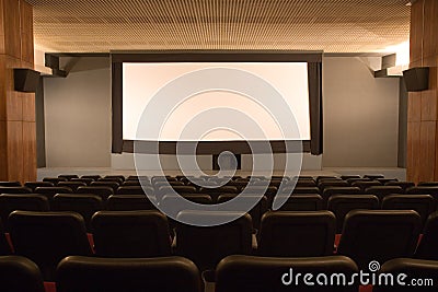 Empty small cinema auditorium Stock Photo