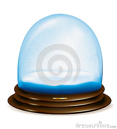 Empty snow dome over white background. Vector Illustration