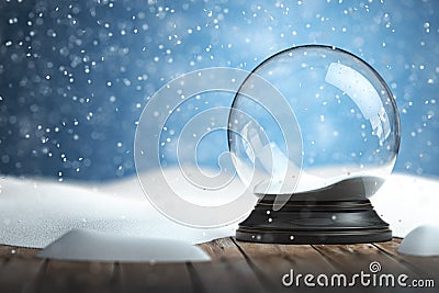 Empty snow globe Christmas background Cartoon Illustration