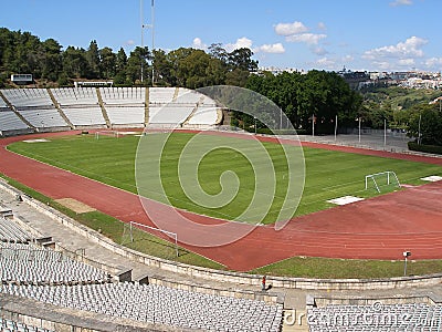 Empty soccer stadium Stock Photo