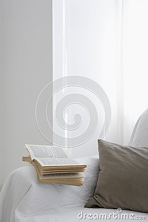 Empty Sofa with a book Stock Photo