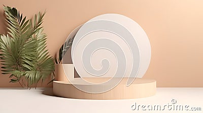 Empty space podium for product placement, neural network generated image Stock Photo