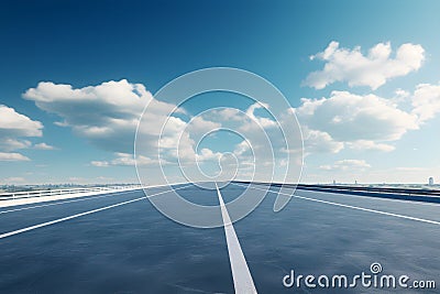 empty space road racing highway driving under the blue sky mock up place. Landing page concept Stock Photo