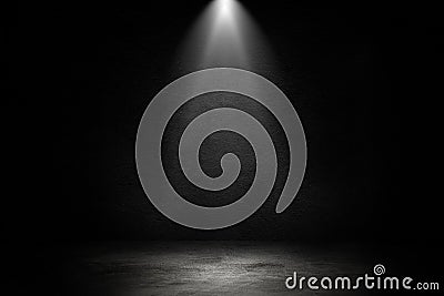 Studio dark room black concrete wall and spotlight with concrete floor for showing product. Stock Photo
