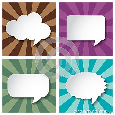 Empty speech bubbles paper on Sun burst retro Patt Vector Illustration