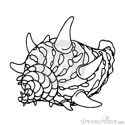 Empty spotted shell with horns of a marine mollusk or hermit crab Vector Illustration