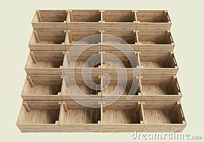 Empty Stacked Wooden Crates Stock Photo