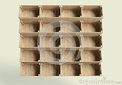 Empty Stacked Wooden Crates Stock Photo