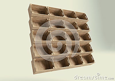 Empty Stacked Wooden Crates Stock Photo