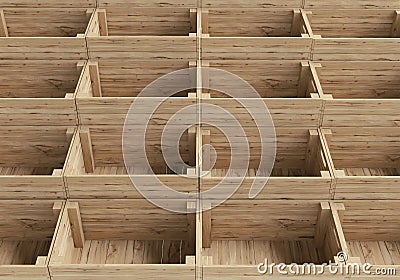 Empty Stacked Wooden Crates Stock Photo