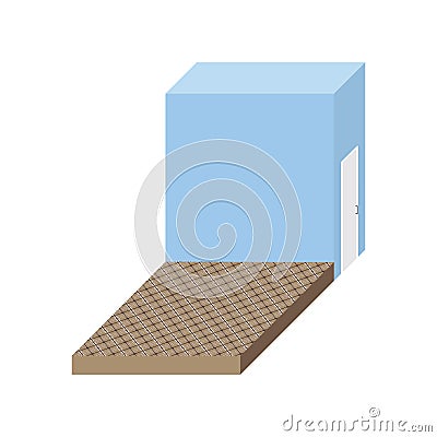 Empty stage. Isometric square podium. Storeroom Vector Illustration