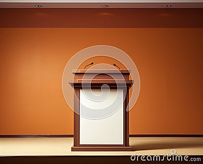 Empty stage with lectern. Stock Photo
