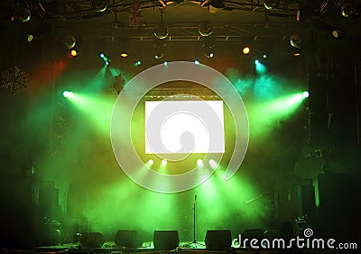 Empty stage in the rays of light Stock Photo