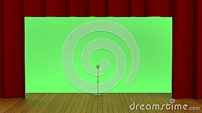 Empty stage with red curtain (3d render) Stock Photo
