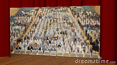 Empty stage with red curtain (3d render) Stock Photo