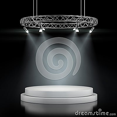 Empty stage in spot lights Stock Photo