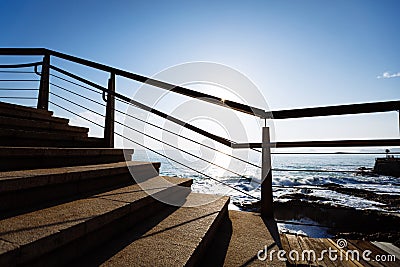 Empty stairs on coast trail Stock Photo