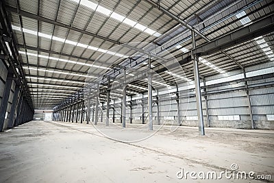 Empty steel structure workshop Stock Photo